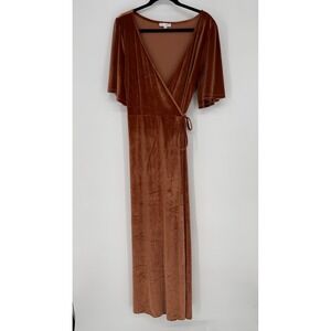 BALTIC BORN MEGHAN VELVET WRAP MAXI DRESS COPPER RUSE XXXL